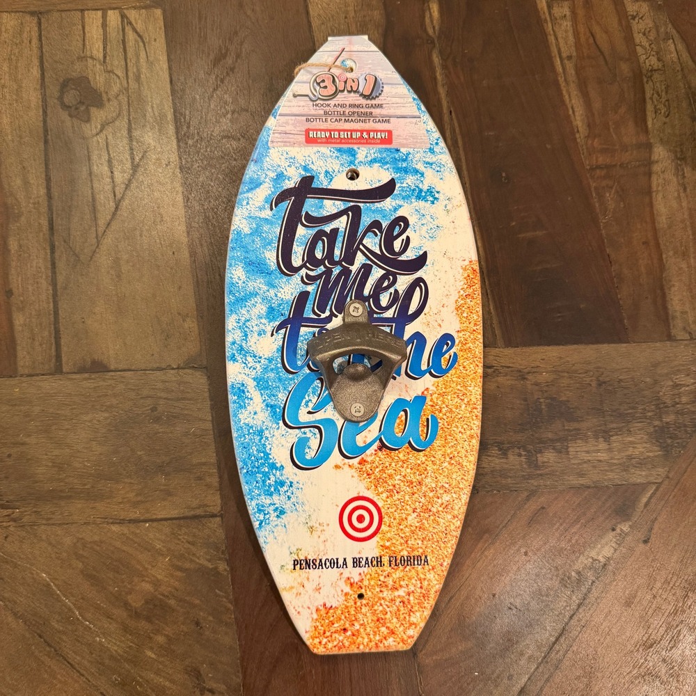 Alvins Island 3-in-1 Surfboard Bottle Opener Hook‎ and Ring Game Pensacola Beach